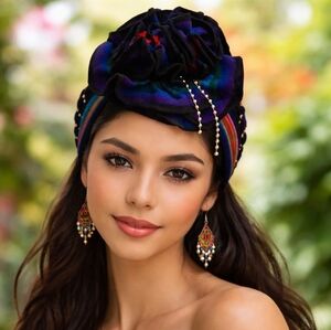 Vintage Guatemalen Rainbow Floral Fiesta Festival Headpiece